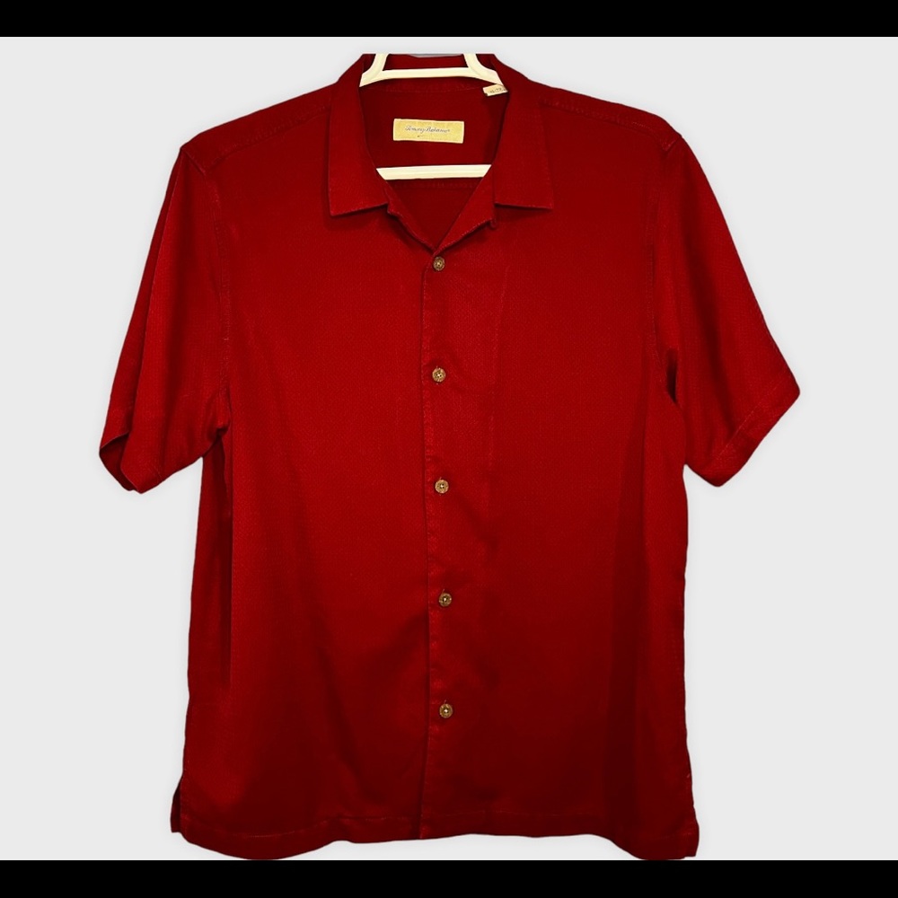 Tommy Bahama burgundy red mens short sleeve shirt